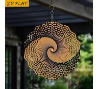 1 pièce Carillon éolien en métal, design à spirale pointillée sur fond marron, 10"X10" crochet rotatif à 360°, convient pour le jardin, la terrasse, le balcon - décoration extérieure créative DIY, san