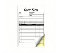 1 pièce Carnet de commandes, Livre de factures sans carbone à 2 parties pour petites entreprises, 5,5 x 8,3 pouces, Cahier de reçus en carton (50 sets), Fournitures scolaires, Rentrée scolaire Taille 