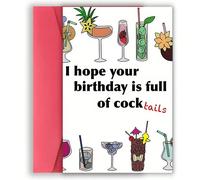 1 pièce Carte d'anniversaire amusante, Carte d'anniversaire "Joyeux anniversaire, j'espère que votre anniversaire sera rempli de cocktails", Quelque chose d'inhabituel (12x17cm)/(4,72x6,7 pouces)Lettr