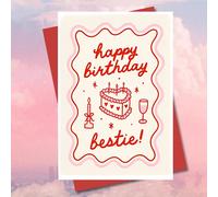 1 pièce Carte d'anniversaire pleine de cœur pour la meilleure amie avec un poème d'amour amusant, design rose et blanc - cadeau d'anniversaire idéal pour le printemps pour la meilleure amie, carte d'a