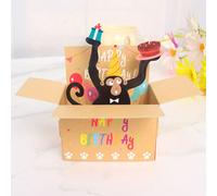 1 pièce Carte d'anniversaire pop-up amusante, carte d'anniversaire pop-up 3D avec design de singe amusant, dos avec espace pour écrire, avec enveloppe/poignée, cadeau unique pour un ami, convient égal