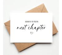 1 pièce Carte de bonne chance "À votre prochain chapitre" avec enveloppe - Carte de vœux polyvalente pour un nouveau travail, la retraite, le divorce et le déménagement - Cadeau parfait pour les collè