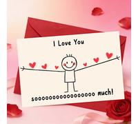 1 pièce Carte minimaliste "Je t'aime tellement !" Conception de cœur beige et rouge avec un sourire, papier léger, cadeau adapté pour l'anniversaire de la femme/mari, la Saint-Valentin, peut être une 