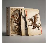 1 pièce Cartes à jouer thème dragon, design vintage unique de collection, 54 illustrations exquises thème dragon, design gaufré double face, papier plaque de cuivre haut de gamme, effet d'impression p