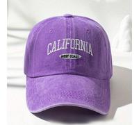 1 pièce Casquette de baseball lavée unisexe de style Y2k violet brodée "California West Coast", chapeau pare-soleil extérieur pour le sport, la rue quotidienne Taille UniqueLettresPolyester