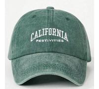 1 pièce Casquette verte lavée avec lettre "CALIFORNIE" brodée, convenant aussi bien aux hommes qu'aux femmes en tant que casquette de baseball de couple. Idéale pour le port lors d'activités sportives