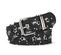 1 pièce Ceinture à simple boutonnage style punk avec étoile, version coréenne de jeans, ceinture décorative à la mode pour pantalon, ceinture de maïs pour l'automne, l'automne, Halloween Taille Unique