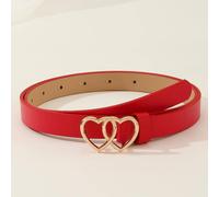 1 pièce Ceinture de taille à boucle double cœur en PU, polyvalente pour les tenues romantiques décontractées des quatre saisons, nouvelle mode d'été, d'école, d'automne, d'Halloween 70,80,90,100Géomét