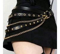 1 pièce Ceinture de taille gothique noire pour femme, chaîne de taille avec décoration de franges, ceinture de taille sexy à enrouler, convient comme accessoire de tenue pour bar, boîte de nuit, perfo