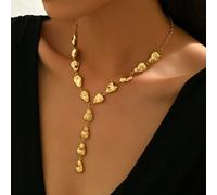 1 pièce Chaîne claviculaire baroque asymétrique, collier minimaliste en forme de Y plat en forme de goutte d'eau pour femme, convenant à un usage quotidien, aux festivals de musique et à la photograph