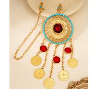 1 pièce Chaîne de cheveux à gland dorée à la mode, chaîne de front en forme de pièce, bijoux pour femmes, bijoux du Moyen-Orient, cadeau de mariage, de Ramadan. Broche pour femmes Taille UniqueAlliage