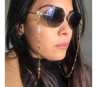 1 pièce Chaîne de masque et de lunettes de style boho en acrylique avec décoration de strass. Cordon multifonction antidérapant et anti-perte pour accessoires de lunettes pour femmes Blocs de couleurA