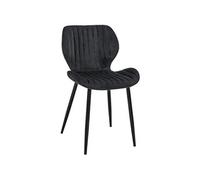 AKORD | 1 Pièce Chaise de Salle à Manger en Velours | Chaise Velour Moumoute | Chaise Matelassée avec Pieds en Acier | Fauteuil Coiffeuse | Moderne | Capacité de Charge: 125 kg | Noir