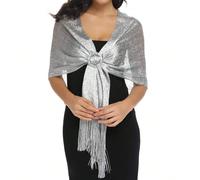 1 pièce Châle plat en fil d'argent brillant avec fermoir, convient pour les mariées, les danses de gala, les cérémonies de remise des diplômes, accessoire pour robe de soirée Taille UniqueTribal,Tout 