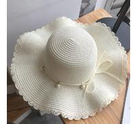 1 pièce Chapeau de paille d'été bohème, frais et simple, avec grande vague. Version coréenne avec faux perles, loisirs, protection solaire, visière de plage GéométriquePaille