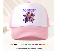 1 pièce Chapeau de soleil réglable pour l'extérieur, imprimé avec les lettres "K-POP", casquette de camionneur en maille respirante, style Y2K, convient pour le printemps/automne, les voyages, la plag
