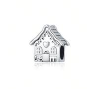 1 pièce Charm plaqué argent en forme de petite maison d'amour avec fleur. Charm pendentif boule convenant pour bracelets, bijoux faits main pour femmes Taille UniqueCuivre