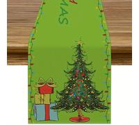 1 pièce Chemin de table de Noël joyeux Whoville thème Noël hiver croire décoration de fête vert décor de cuisine et salle à manger de maison Taille Unique,30 chemins de table 33*183cm,10 chemins de ta
