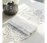 1 pièce Chemin de table en dentelle florale vintage blanche, nappe légère brodée, design élégant à bord ondulé festonné, convient pour mariage, dîner, fête et décoration de la maison 1 pièce 26 cm * 1