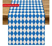 1 pièce Chemin de table motif diamant bleu & blanc Munich Oktoberfest, nappe rectangulaire imprimée 2D, décoration, convient pour l'Oktoberfest, les réunions de famille, la terrasse extérieure et la m