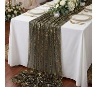 1 pièce Chemin de table pailleté noir & or, maille or brisée, nappe rectangulaire brillante en polyester, chemin de table de mariage, décoration de fête d'anniversaire, de baby shower, de mariage, déc