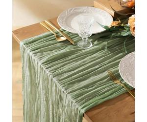 1 pièce Chemin de table plissé vert, nappe pliable, décoration pour fête d'anniversaire, décoration de mariage, décoration de maison pour les fêtes, décoration de table de salle à manger pour fête, na