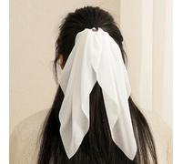 1 pièce Chouchou en ruban de chiffon blanc pour femmes, accessoire de coiffure décontracté et doux pour le quotidien et les vacances, convient pour la queue de cheval et la coiffure. Chouchous, élasti