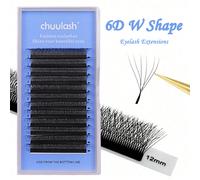 1 pièce CHUULASH 6D W C/D Rallonges de cils automatiques en forme de fleur épanouie, éventails prémontés de 8 à 15 mm, cils naturels doux, légers et denses, extensions de cils, bouquets de cils, cils