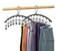 1 pièce Cintre pour pantalons en acier inoxydable, rangement gain de place pour armoire avec 10 pinces Taille UniqueAcier inoxydable