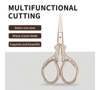 1 pièce Ciseaux de précision à pointe droite en acier inoxydable doré, ciseaux de beauté vintage polyvalents pour la coupe de cheveux faciaux, sourcils, cils, moustache, nez - parfaits pour la maison,