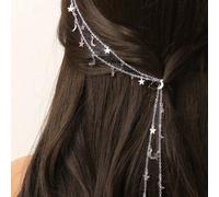 1 pièce Clip à chaîne avec accessoire de cheveux à gland en forme d'étoile et de lune pour femmes, parure de tête, chaîne de cheveux, accessoires de cheveux, fournitures scolaires, accessoires Y2K, ma