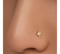 1 pièce Clou de nez/oreille en or plaqué argent sterling S925 avec trèfle à quatre feuilles et diamant, minimaliste et hypoallergénique. Bijou en argent pur, cadeau de fête, accessoire de perçage déli