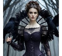 1 pièce Col Debout de Style Gothique en Dentelle, Col Baroque Debout de Style Reine avec Plume, Costume Victorien d'Halloween de Vampire Polyester