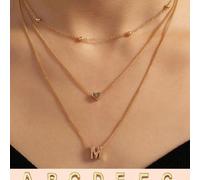 1 Pièce Collier À Chaîne En Couches Avec Pendentif Lettre Initiale De Charme De Mode Et Cœur Pour Les Filles Pour La Décoration Quotidienne Coeur+A,Coeur+B,Coeur + C,Coeur+D,Coeur+E,Coeur+F,Coeur+G,Co
