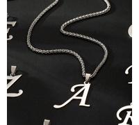 1 pièce Collier avec initiale pour garçon en acier inoxydable, pendentif avec 26 lettres, bijou quotidien pour adolescents B,C,D,E,F,G,H,I,J,K,L,M,N,O,P,Q,R,S,T,U,V,W,X,Y,Z,AAcier inoxydable