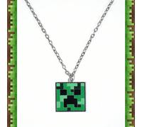 1 pièce Collier avec pendentif en forme de visage de Creeper Minecraft sous licence officielle. Bijou à la mode pour femmes et hommes, décoration de sac à dos, porte-clés. Accessoires dérivés du jeu, 