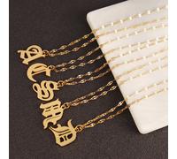 1 pièce Collier avec pendentif en lettre initiale gothique en acier inoxydable pour femmes, collier avec chaîne à Ras-du-cou avec pendentif alphabet L,M,S,H,A,T,O,X,B,C,D,E,F,G,I,J,K,N,P,Q,R,U,V,W,Y,Z