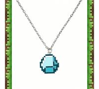 1 pièce Collier de diamant sous licence officielle Minecraft, bijoux pour femmes et hommes. Décoration de sac à dos, porte-clés pendentif. Accessoires dérivés du jeu, idéal comme cadeau d'anniversaire