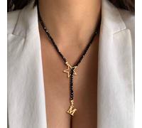 1 pièce Collier de femme en acier inoxydable avec lettre et étoile en cristal L,M,S,H,A,T,O,B,C,D,E,F,G,I,J,K,N,P,R,V,W,Y,ZCristal artificiel