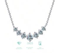 1 pièce Collier de fiançailles en argent sterling 925 de 1,7 ct de moissanite créée en laboratoire, collier de mariage Souriant Sept Princesses bijoux de luxe cadeaux pour femmes bijoux de mariée Coll