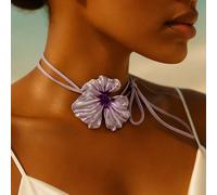 1 pièce Collier de fleur d'illusion de décoration de fleur de rose en velours pour femmes Taille UniquePolyester