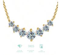 1 pièce Collier d'engagement de 925 en argent sterling de 1,7 ct avec moissanite de laboratoire, souriant à sept princesses, collier de mariage, bijoux de luxe pour femmes, bijoux de mariée, collier e
