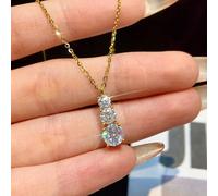 1 pièce Collier élégant en moissanite de 1 carat avec 3 diamants, pendentif en argent sterling 925, collier de promesse, collier éternel, bijoux de luxe et raffinés pour femmes, cadeau de Noël Taille