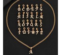 1 pièce Collier en acier inoxydable avec cubic zirconia cubique de style noble personnalisé 26 lettres, mode L,M,S,H,A,T,O,X,B,C,D,E,F,G,I,J,K,N,P,Q,R,U,V,W,Y,ZAcier inoxydable