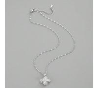 1 pièce Collier en acier inoxydable avec pendentif fleur trèfle à quatre feuilles en cubic zirconia cubique rotatif à la mode pour femmes, convient pour les fêtes, le port quotidien, le style européen