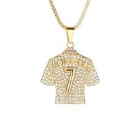1 Pièce Collier En Jersey Numéro 7, Collier Pendentif En Jersey, Collier En Diamant Numéro 7, Chaîne De Clavicule Hip Hop, Cadeau Pour Les Amateurs De Jeux De Balle