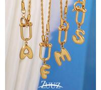 1 pièce Collier et mignon en acier inoxydable avec lettre 3D, collier pendentif avec lettre majuscule initiale pour femmes (26 lettres), cadeau de bijoux L,M,S,H,A,T,O,X,B,C,D,E,F,G,I,J,K,N,P,Q,R,U,V,