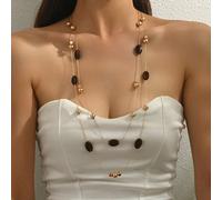 1 pièce Collier femme style sexy européen et américain DIY, chaîne maïs multicolore, double couche de cœurs multiples, perles de graines en plastique ABS, empilé 3 couches, étoile CCB, empilé 3 couche