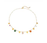 1 Pièce Collier Fleur, Collier Pendentif Fleur Métallique Dorée, Marguerite Bijoux Femme, Long Collier,18Kor Motif Floral Coloré, Bijou Femme, Cadeau De Mariage(B)