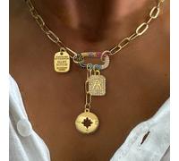 1 pièce Collier lettre ovale doré A-Z avec fermoir et chaîne de lettre diamant éclair, style de luxe unique, convient pour la décoration quotidienne du travail des femmes L,M,S,H,A,T,O,X,B,C,D,E,F,G,I